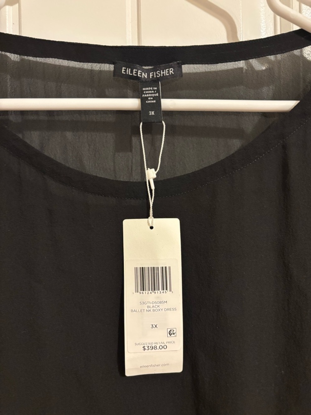 Eileen Fisher Black Ballet NK Boxy Dress Camisole: 100% Silk NWT with small flaw - Picture 2 of 8